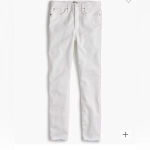 J. Crew 9” toothpick jeans white with raw hem. Size 36 mid- rise